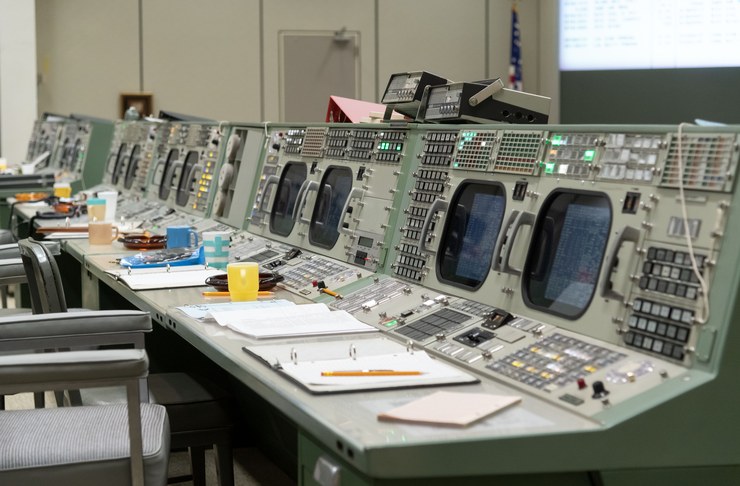 Apollo-era Mission Operations Control Room console