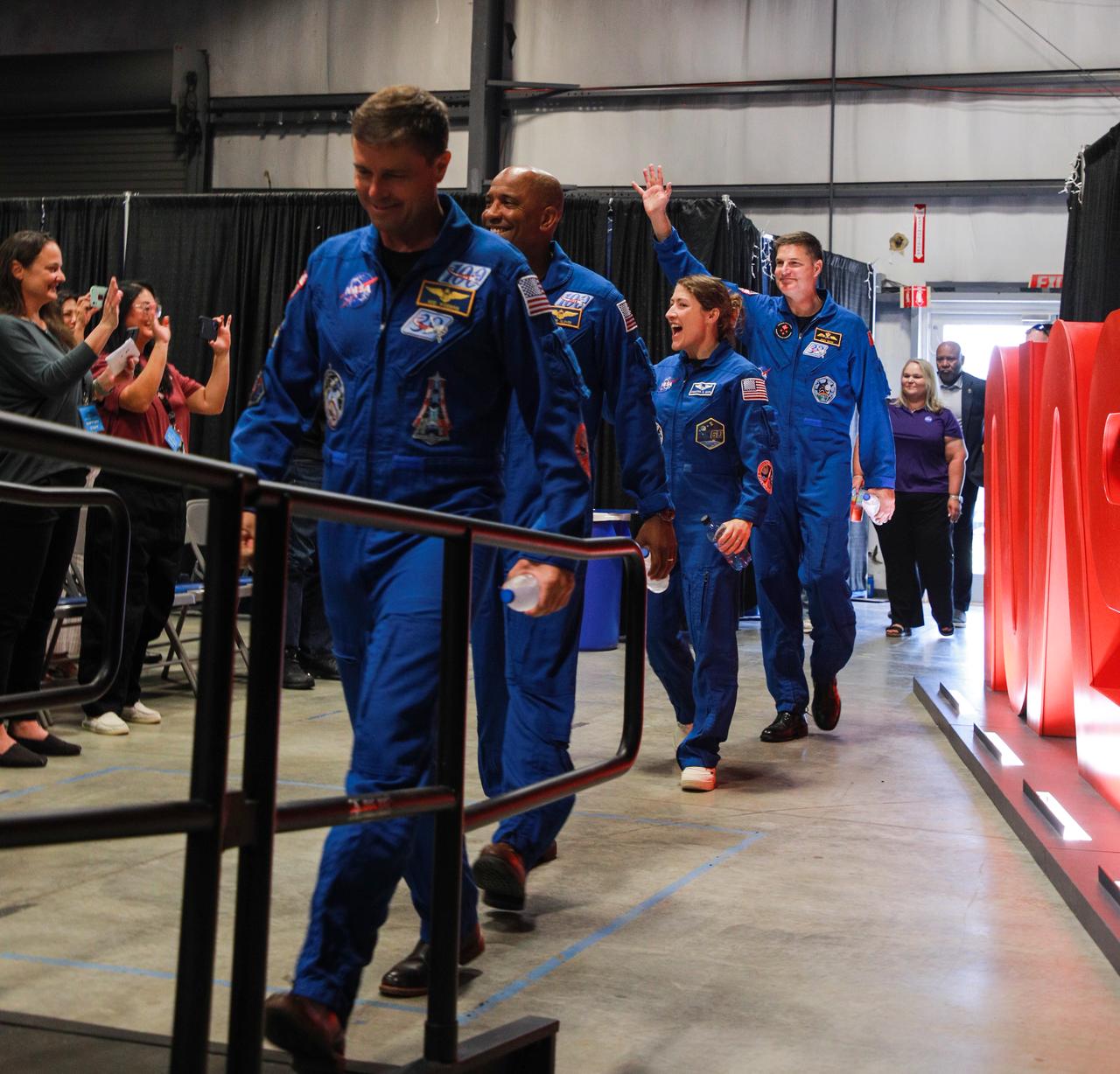 The Artemis II crew — Reid Wiseman, Victor Glover, Christina Koch, and Jeremy Hansen — during training at Marshall Space Flight Center, September 2026
