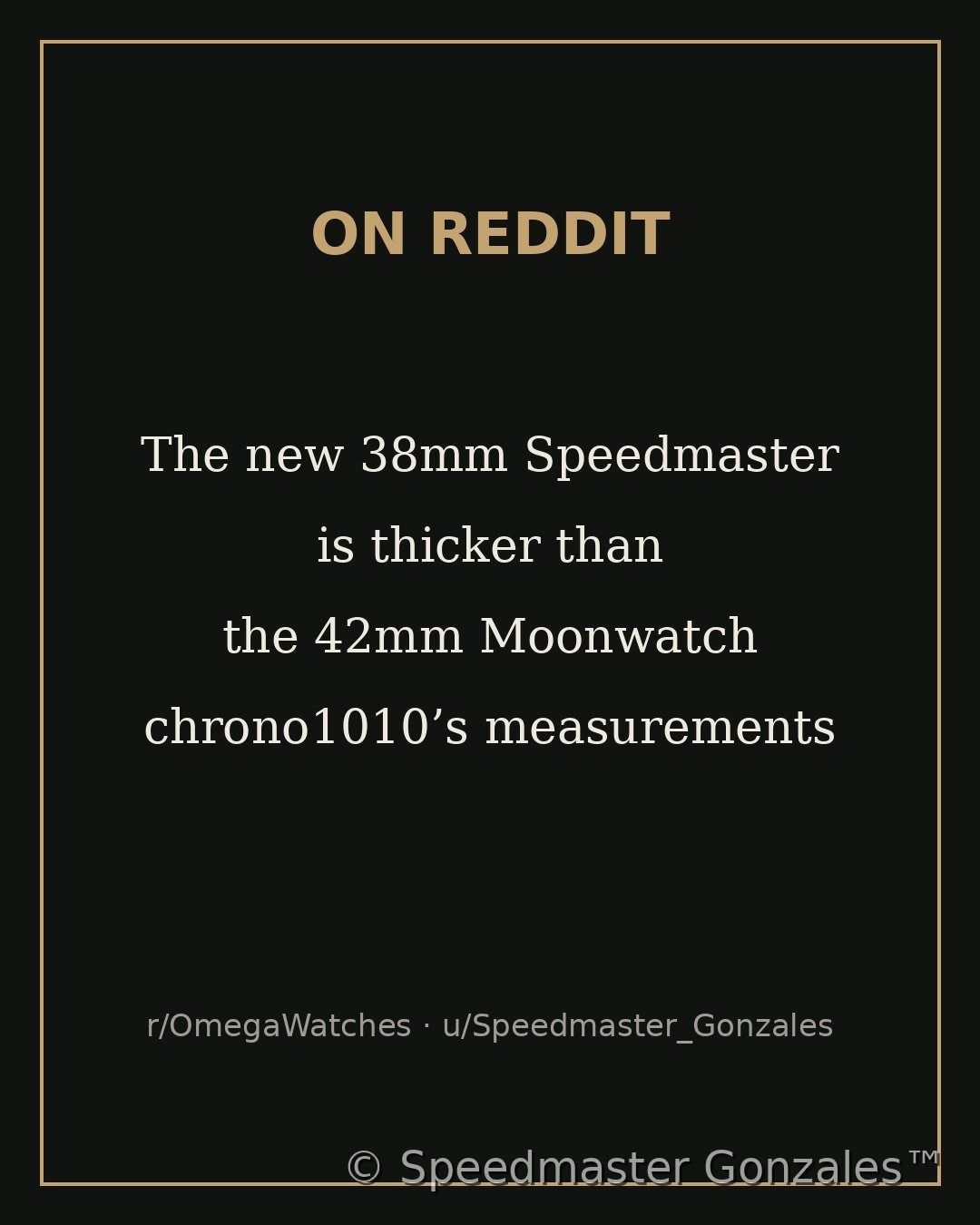 Latest Speedmaster post on Reddit