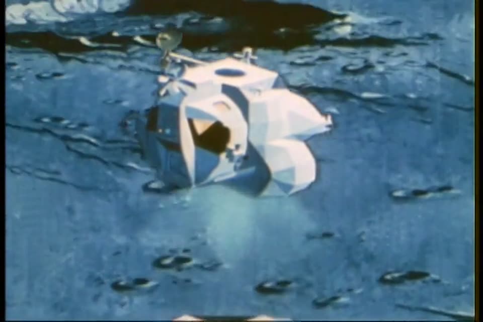 Artist&rsquo;s rendering of the Lunar Module over the Moon&rsquo;s surface